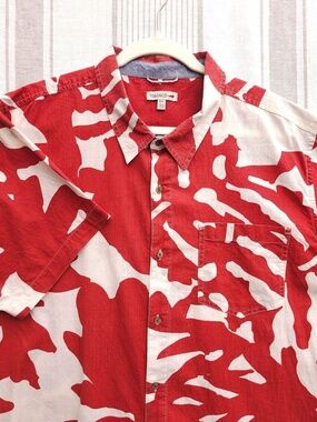 Toad Co Shirt Mens 2XL Red Hawaiian Tropical Fletch Button Up Summer Aloha Surf
